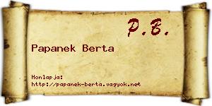 Papanek Berta névjegykártya